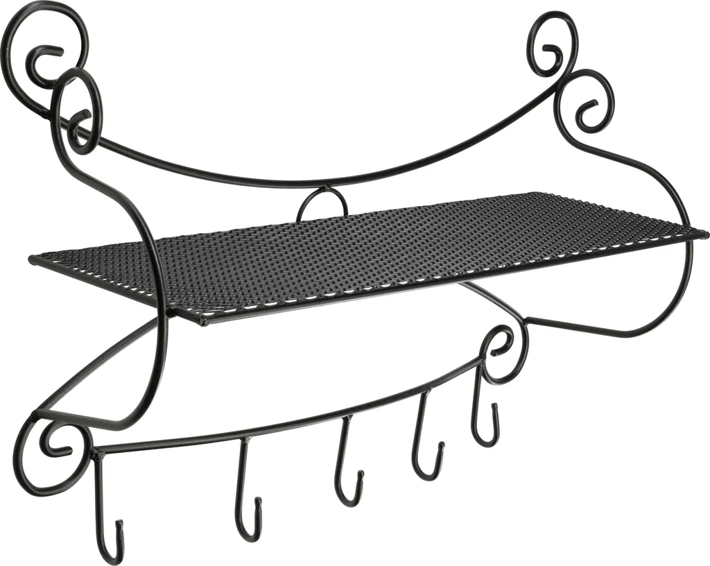 Étagère en métal noir 64 cm style industriel avec barre suspendue