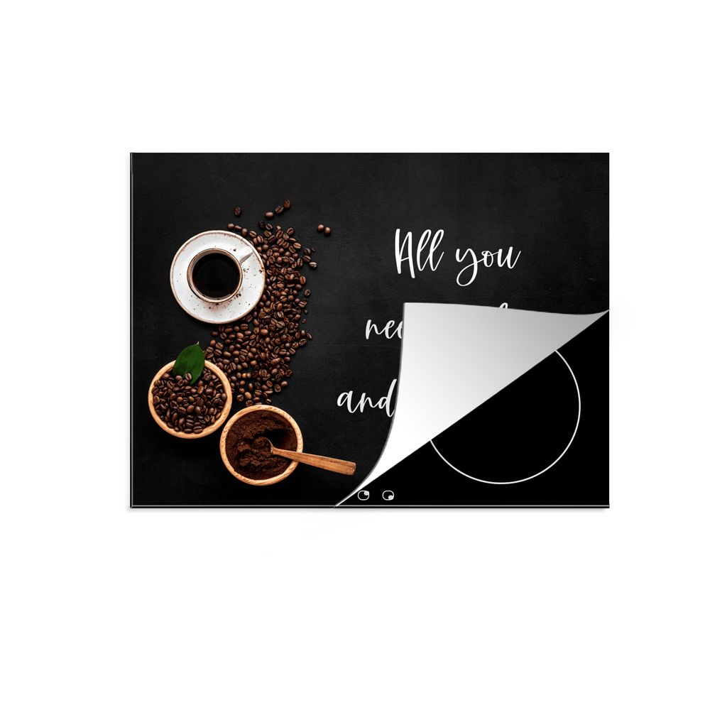 KitchenYeah Herdabdeckplatte All you need is love and more coffee - Kaffee - Zitate - Küche - Induktionsschutz - Kochfeld , 71x52cm, Küche Deko...