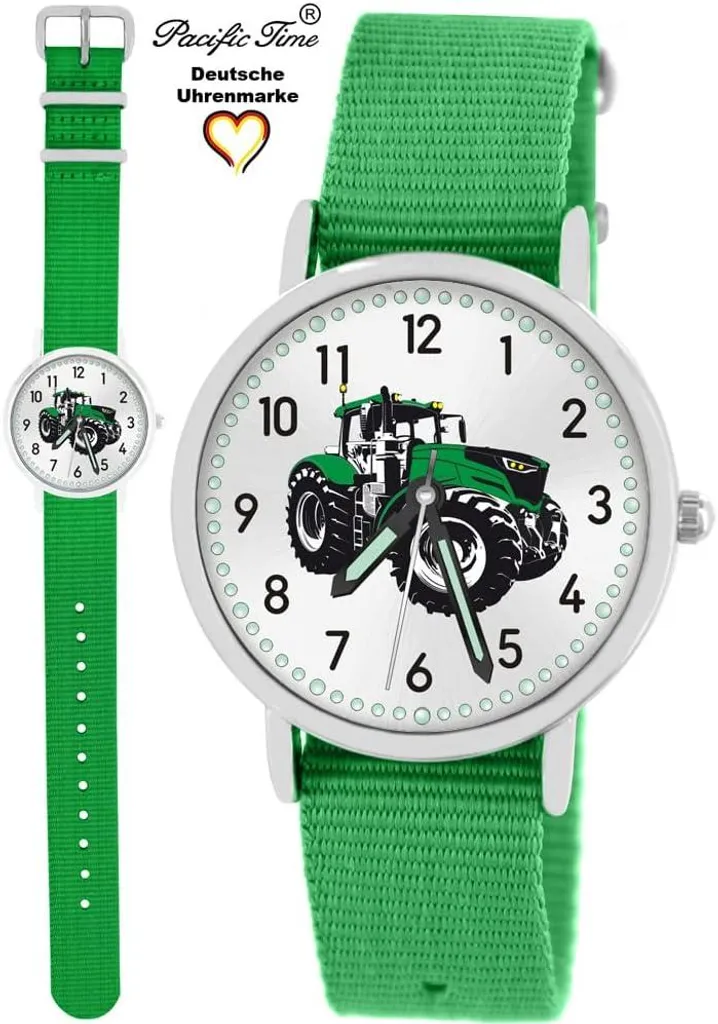 Orologio per Bambini Ragazzi Trattore: Cinturino in Tessuto Verde Resistente