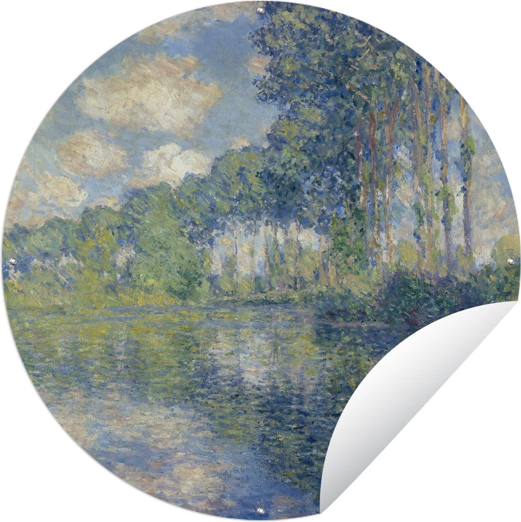 MuchoWow Gartenposter Outdoor-Poster Rund Pappeln an der Epte - Gemälde von Claude Monet Ø 60 cm Gartendeko Rundes Poster draußen