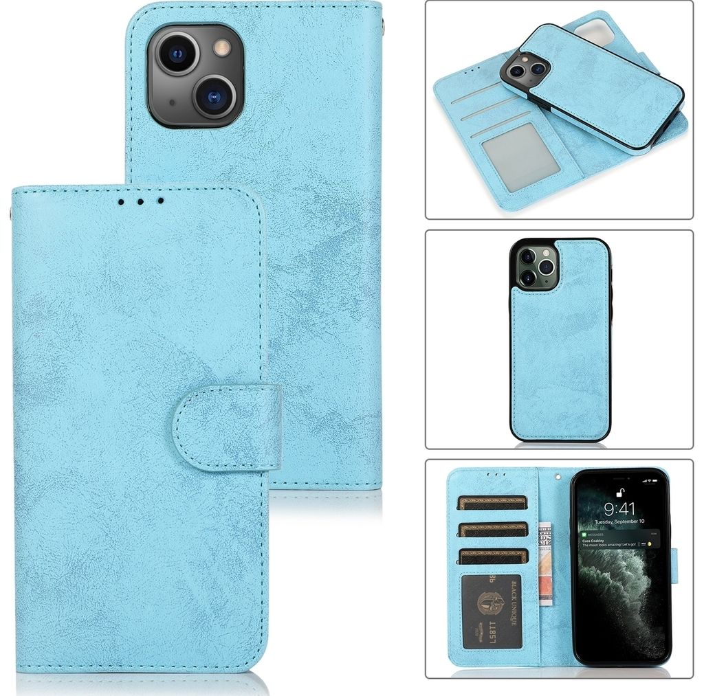 Mobigear Wallet iPhone 15 Hülle Abnehmbare 2in1 Klapphülle Geldbörse - Blau