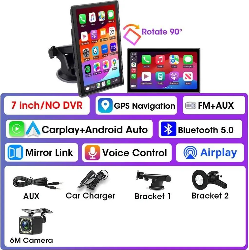 Écran Connecté CarPlay : Solution Anti-Angle Mort avec Caméra de 6M - 2