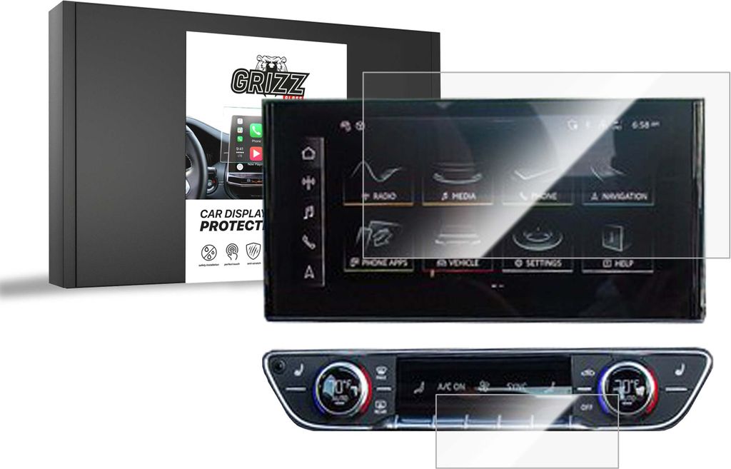 Keramische Autodisplayfolie 2in1 für Audi Q5 10,1" (2020-2024), Grizz Protector