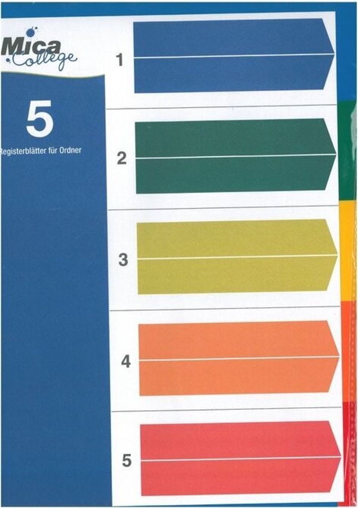 5 Registerblätter für Ordner - A4 - Mica College Produktbild 