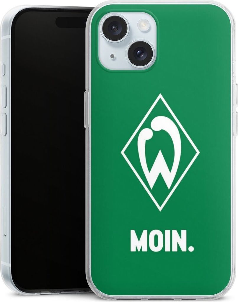 DeinDesign Handyhülle für Apple iPhone 15 Silikon Hülle Case Smartphone Schutzhülle Moin Offizielles Lizenzprodukt SV Werder Bremen