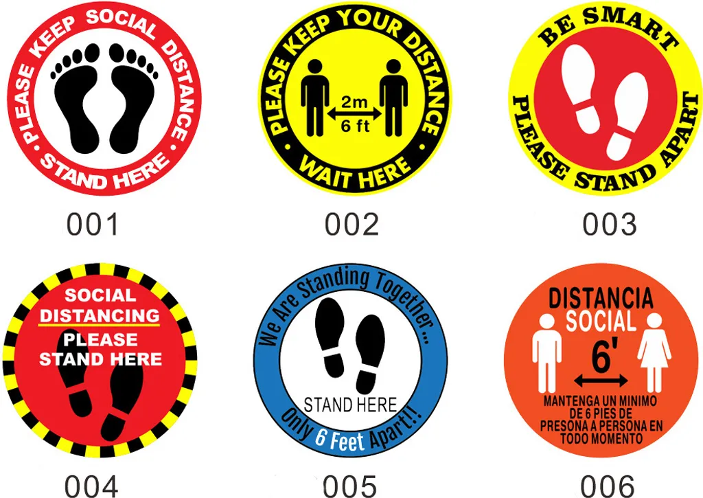 5pcs/10pcs Decalcomanie del pavimento di distrazione sociale per gli avvisi di sicurezza Marcatore di DISTRAZIONE SOCIALE PER FAVORE FERMATI QUI 10pcs - 3