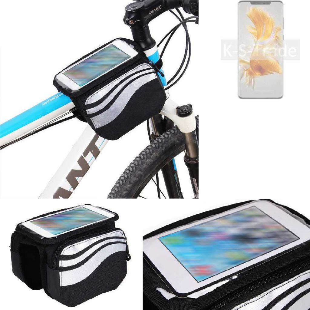 K-S-Trade Rahmentasche Fahrrad-Halterung kompatibel mit Huawei Mate 50 Pro Rahmenhalterung Fahrrad Handyhalterung Fahrradtasche Handy Smartphone