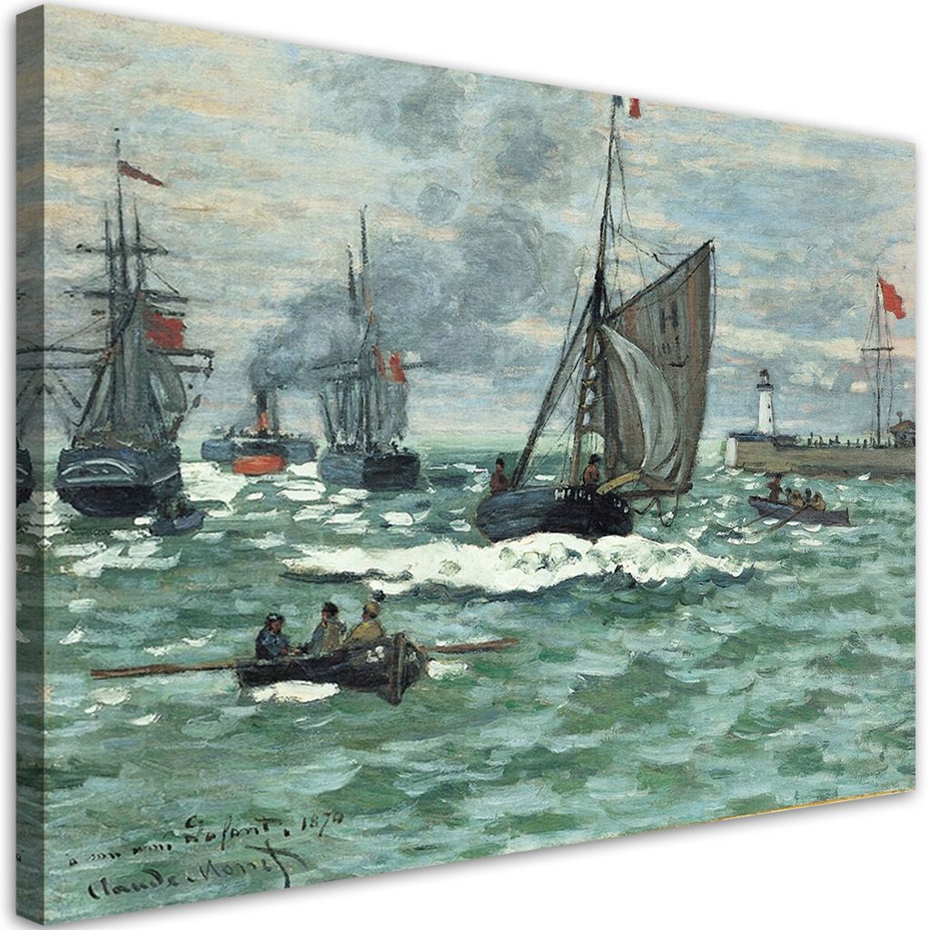 Leinwandbild Hafeneinfahrt von Le Havre - Claude Monet 100x70 Feeby Bunt bild für die wand bereit zum aufhängen