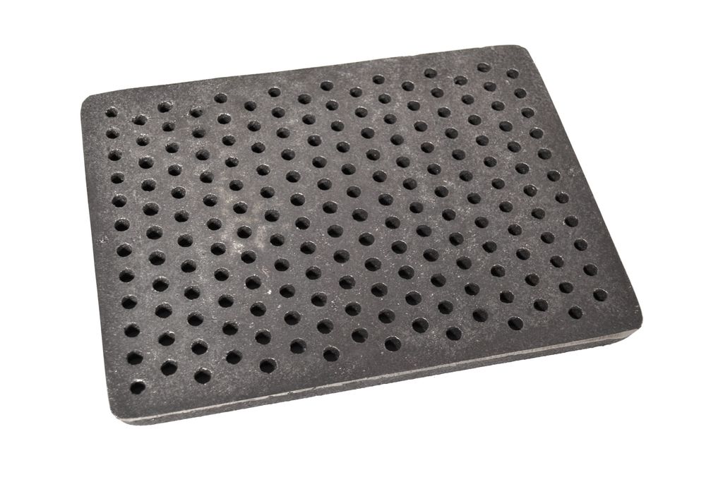 SEZAM Ofenrost 31,5 x 23,5 cm Gusseisen Gussrost mit Löcher Kaminrost eckig Ascherost Kaminofen Tafelrost Rost Ofengitter Kamin