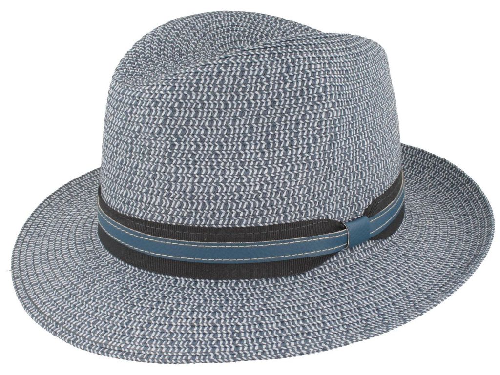 Knautschbarer Strohhut Kofferhut von Hut-Breiter in blau