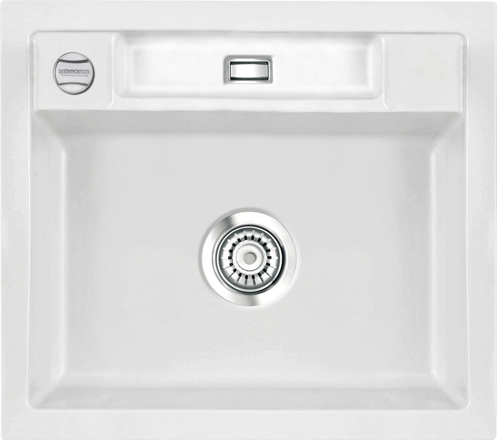Spüle KeraDomo BELA 57 in POLAR mit Excenterbedienung / Systemceram / Keramikspüle