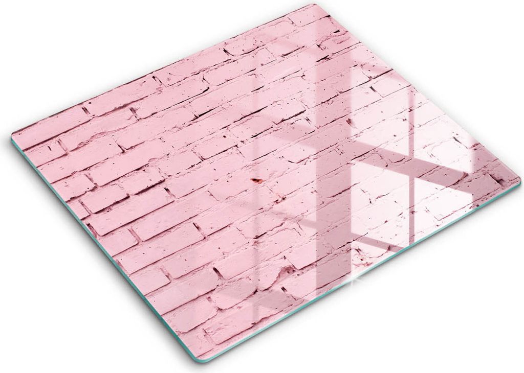 Abdeckung Glas - Küchenabdeckung - 60x52 cm - Abdeckplatte -Pastellfarbene Ziegelwand