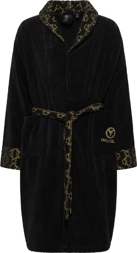 CARLO COLUCCI Bademantel Schwarz Gold | Schalkragen | 100 % Produktbild 