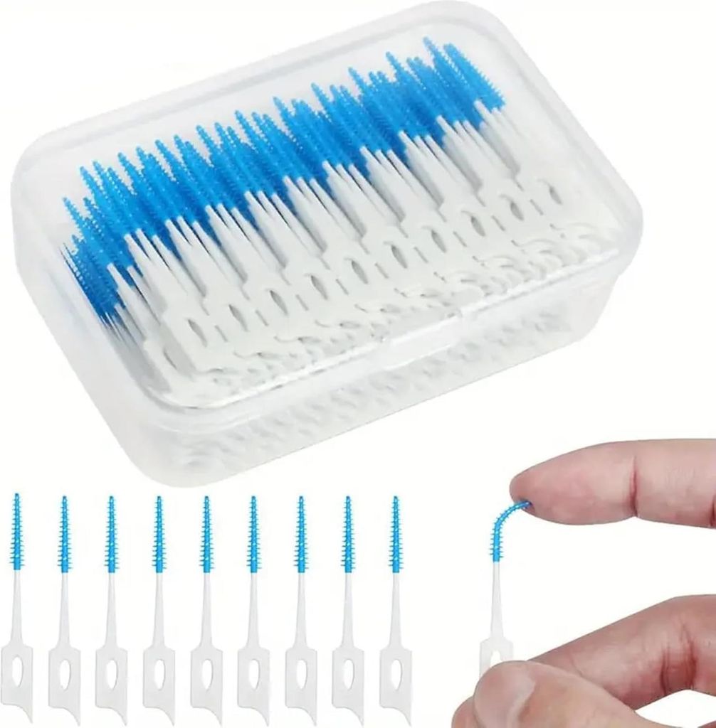 Interdentalbürsten 240 Stück Zahnseide-Stick, Interdentalreiniger, Interdentalbürsten, 1 Box, for Teeth Cleaning Spaces, Blau