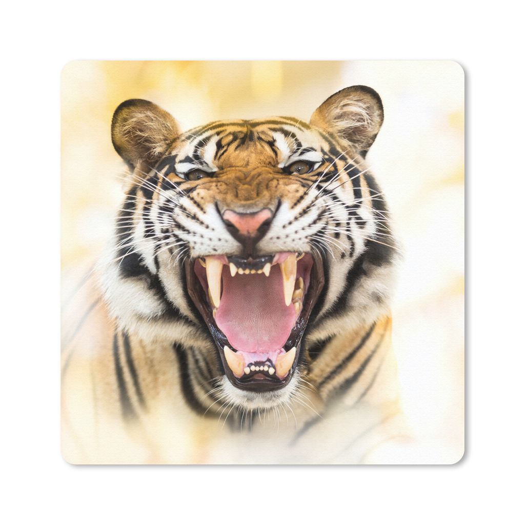 MuchoWow Mauspad Mousepad Tiger - Zähne - Raubtiere 30x30 cm - Mousepads - Maus Mat - Pad - Mausunterlage - Gaming