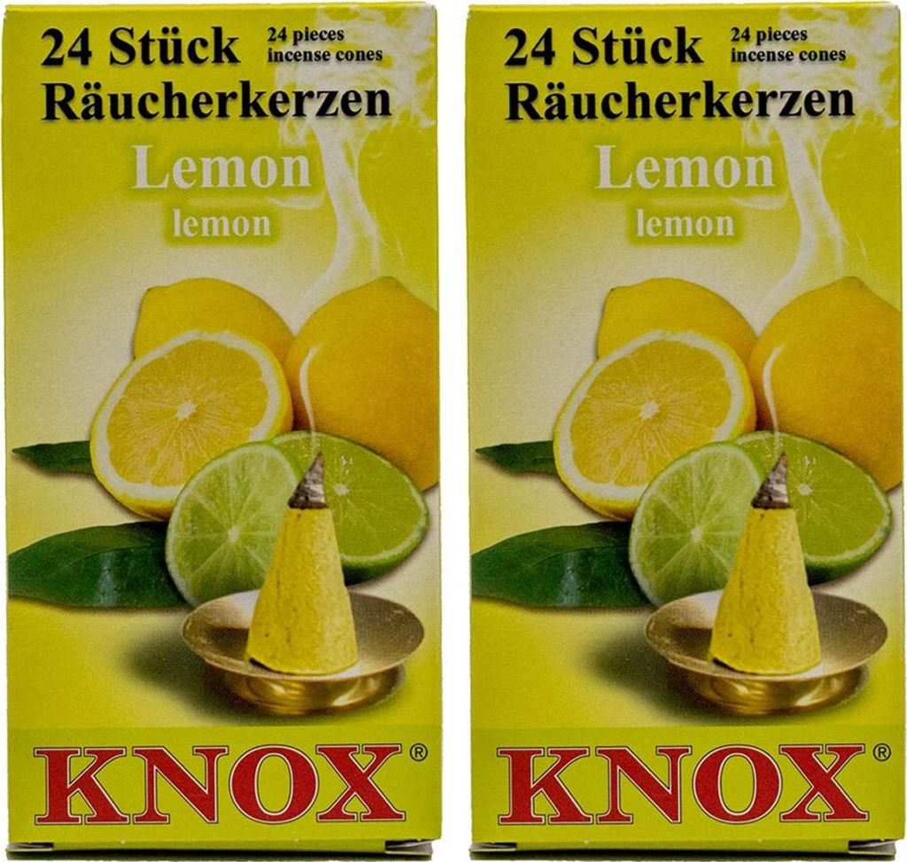 KNOX 2er Set Räucherkerzen Lemon - Inhalt jeweils 24 Stück, Größe M (Standard)