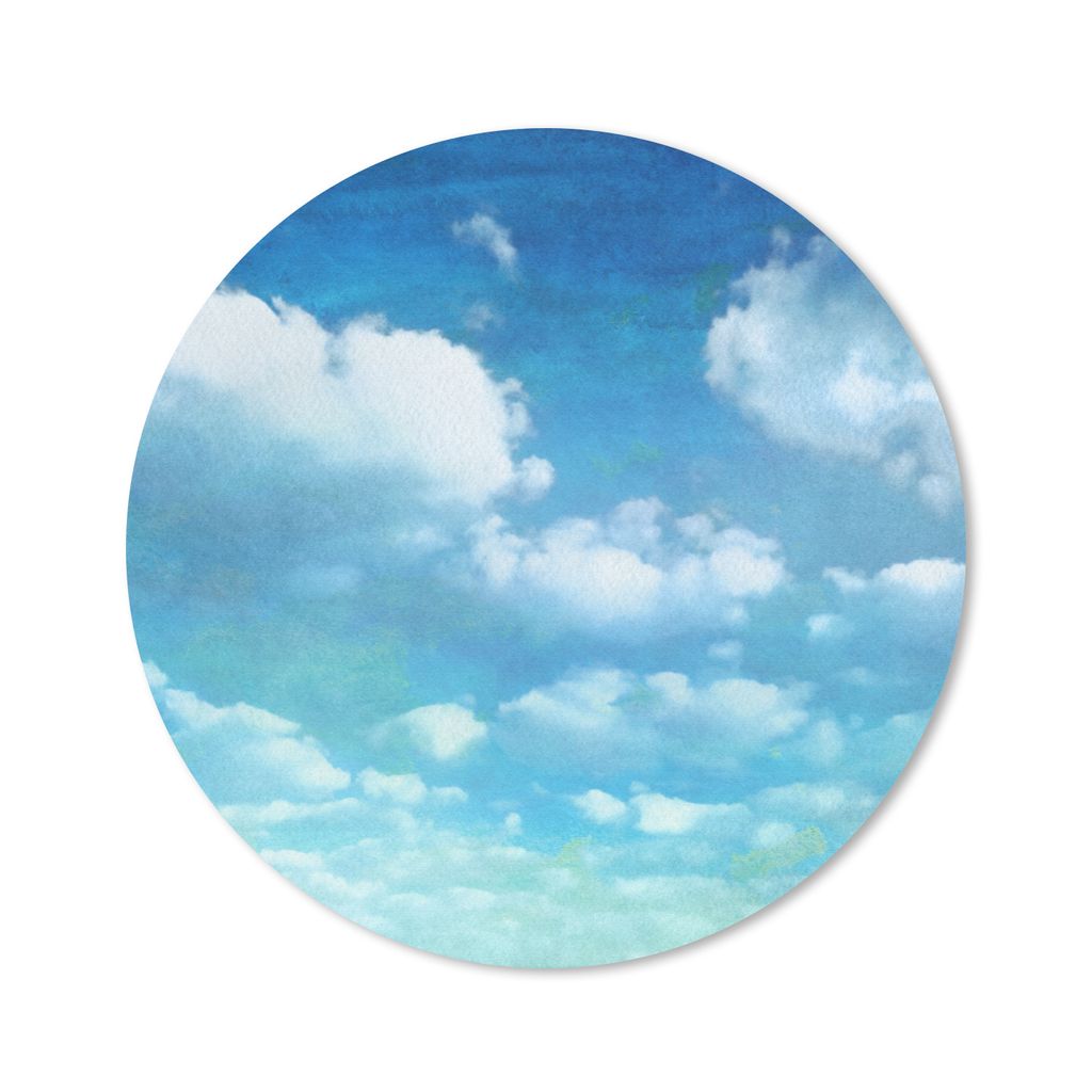 MuchoWow Mauspad Mousepad Wolken - Aquarell - Sommer 50x50 cm - Mousepads - Maus Mat - Pad - Mausunterlage - Vinyl