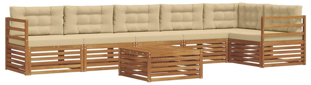 vidaXL Outdoor-Sofagarnitur mit Kissen 7 pcs Natur und Beige