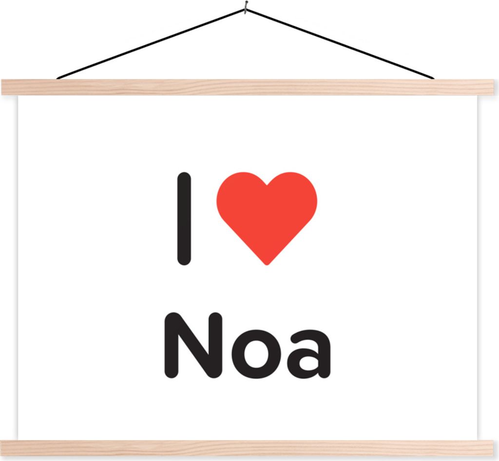 MuchoWow Textilposter Ich liebe - Noa - Mädchen 60x45 cm mit holzfarbenen Rahmen - Bild