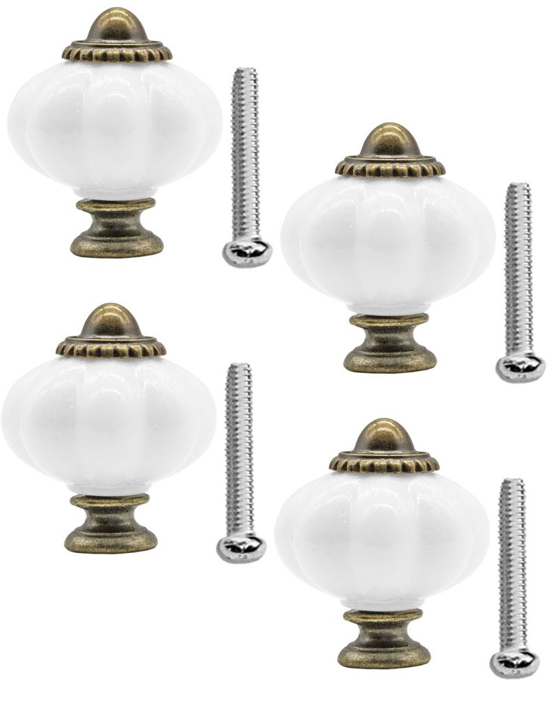 'FUXXER - 4x Antike Möbel-Griffe, Schubladen-Knöpfe, Landhaus Vintage Küche Buffet, Bronze Messing F'