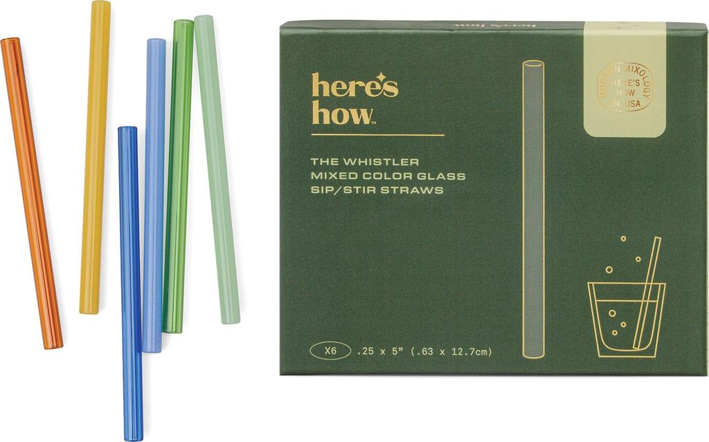 Whistler Glasstrohhalme in verschiedenen Farben – 6er-Set