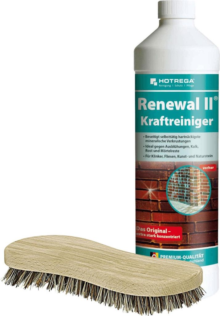 HOTREGA Renewal II Kraftreiniger inkl. Wurzelbürste - 1 Liter Profi Konzentrat - für bis zu 100 m²