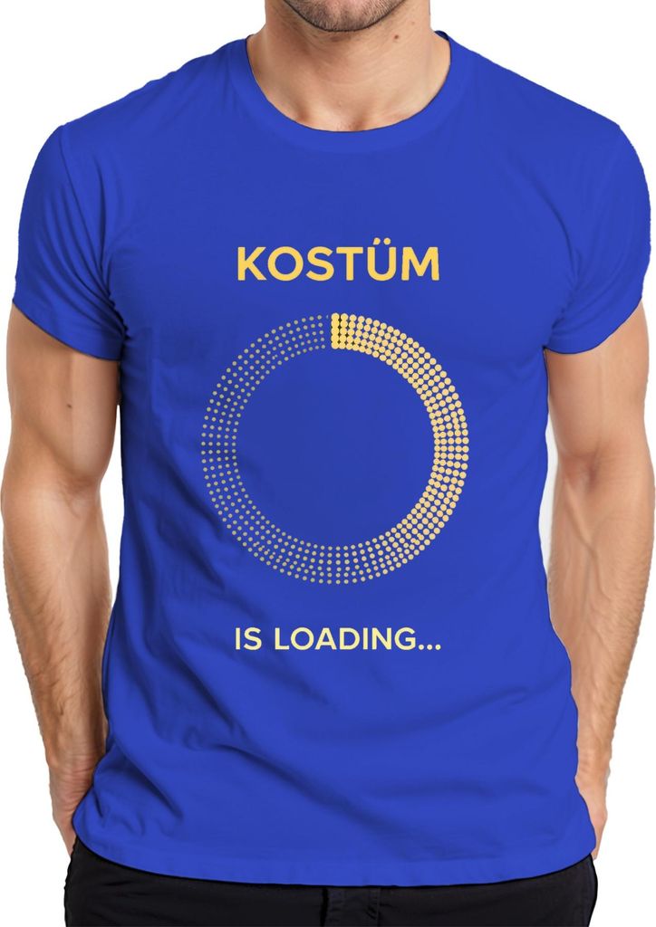 KOSTÜM IS LOADING Fasching Karneval Halloween Cosplay Geschenk Herren T-Shirt, Blau, L
