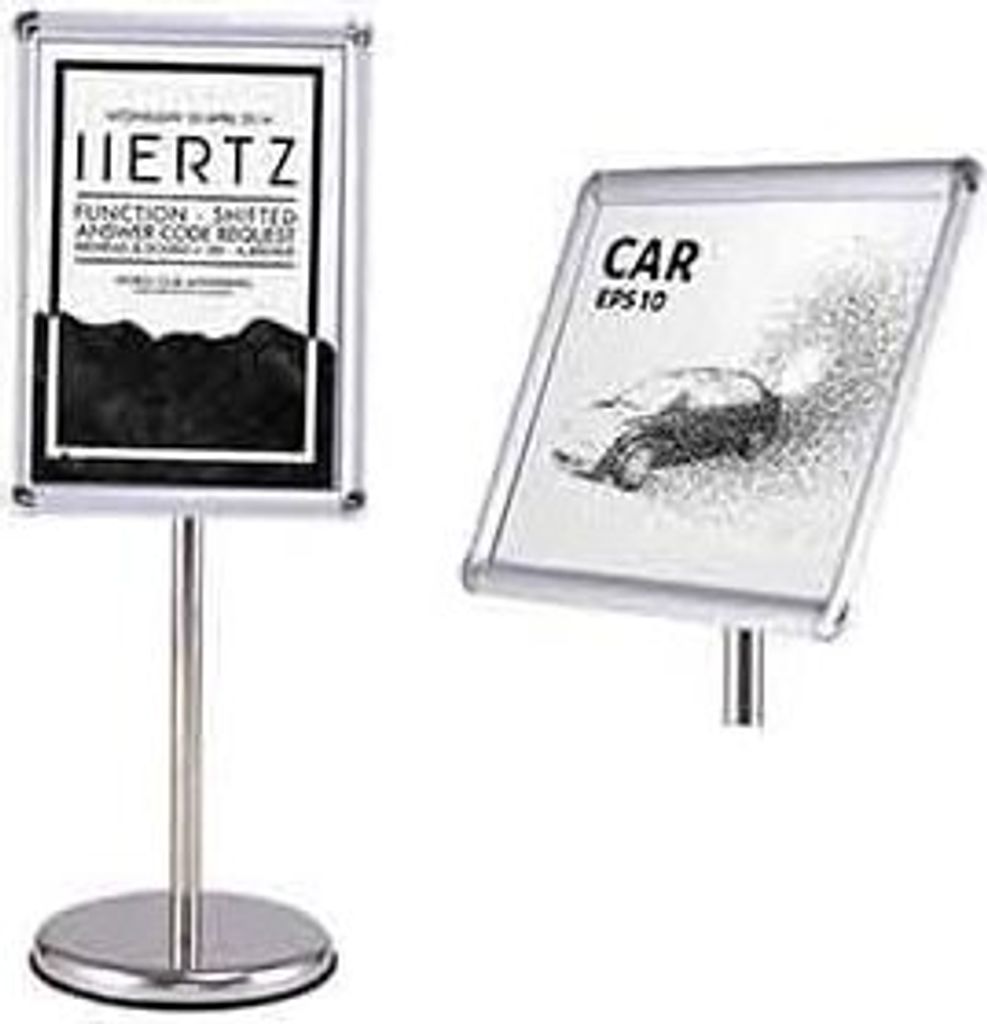 Infostaender Informationsstaender Praesentationsstaender Plakatstaender Plakat Aufsteller Werbestaender Kundenstopper aus Metall, Silber, drehbar, ...