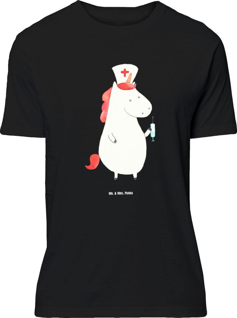 Mr. & Mrs. Panda Größe XL T-Shirt Einhorn Krankenschwester - Schwarz - Geschenk, Tshirt, mit Spruch, Krankenpfleger, Unicorn, Shirt, Ärztin, Kra...