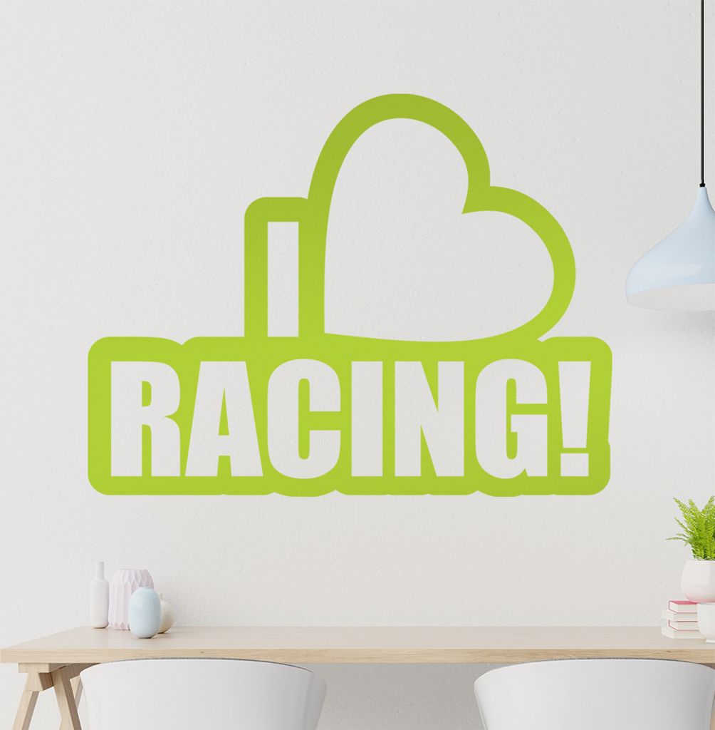 I love racing Wandtattoo in 6 Größen - Wandaufkleber Wall Sticker - Dekoration, Küche, Wohnzimmer, Schlafzimmer, Badezimmer