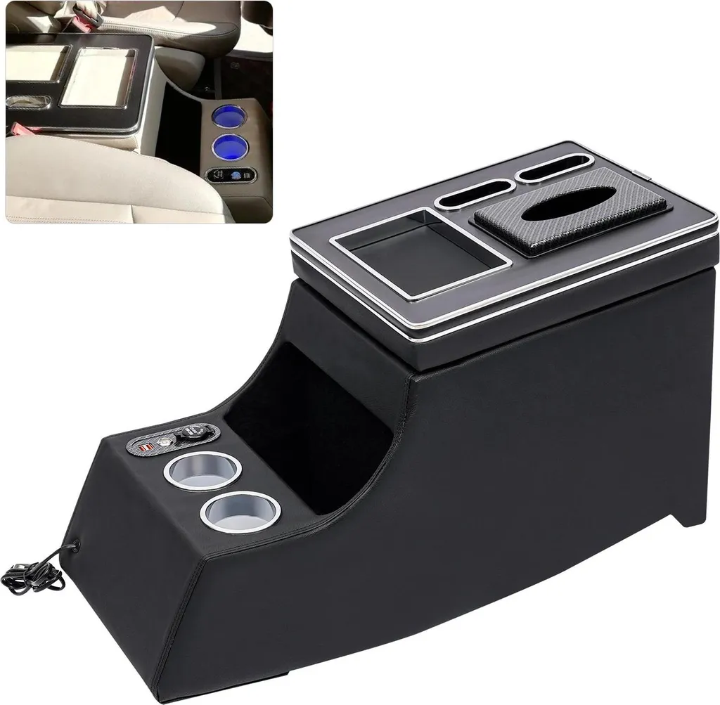 Accoudoir de Voyage pour W639 - Chargeur Intégré 24V et Stockage LED Noir