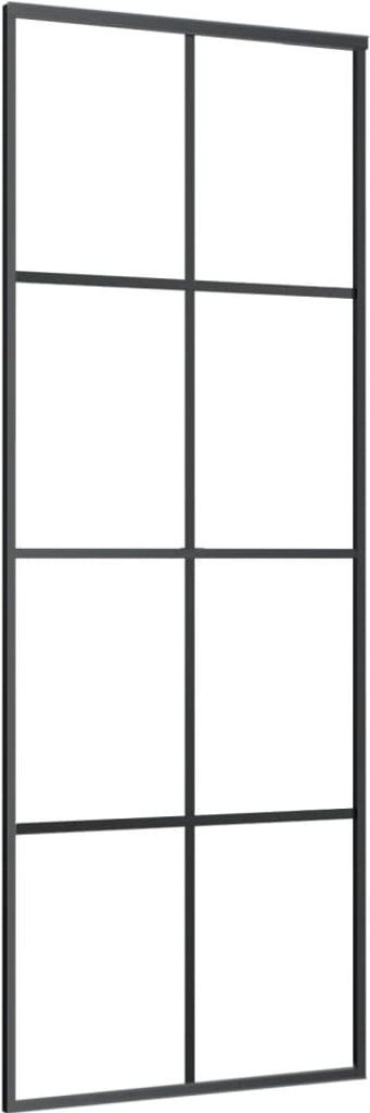 vidaXL Schiebetür Aluminium und ESG Glas 76x205 cm Schwarz Produktbild 