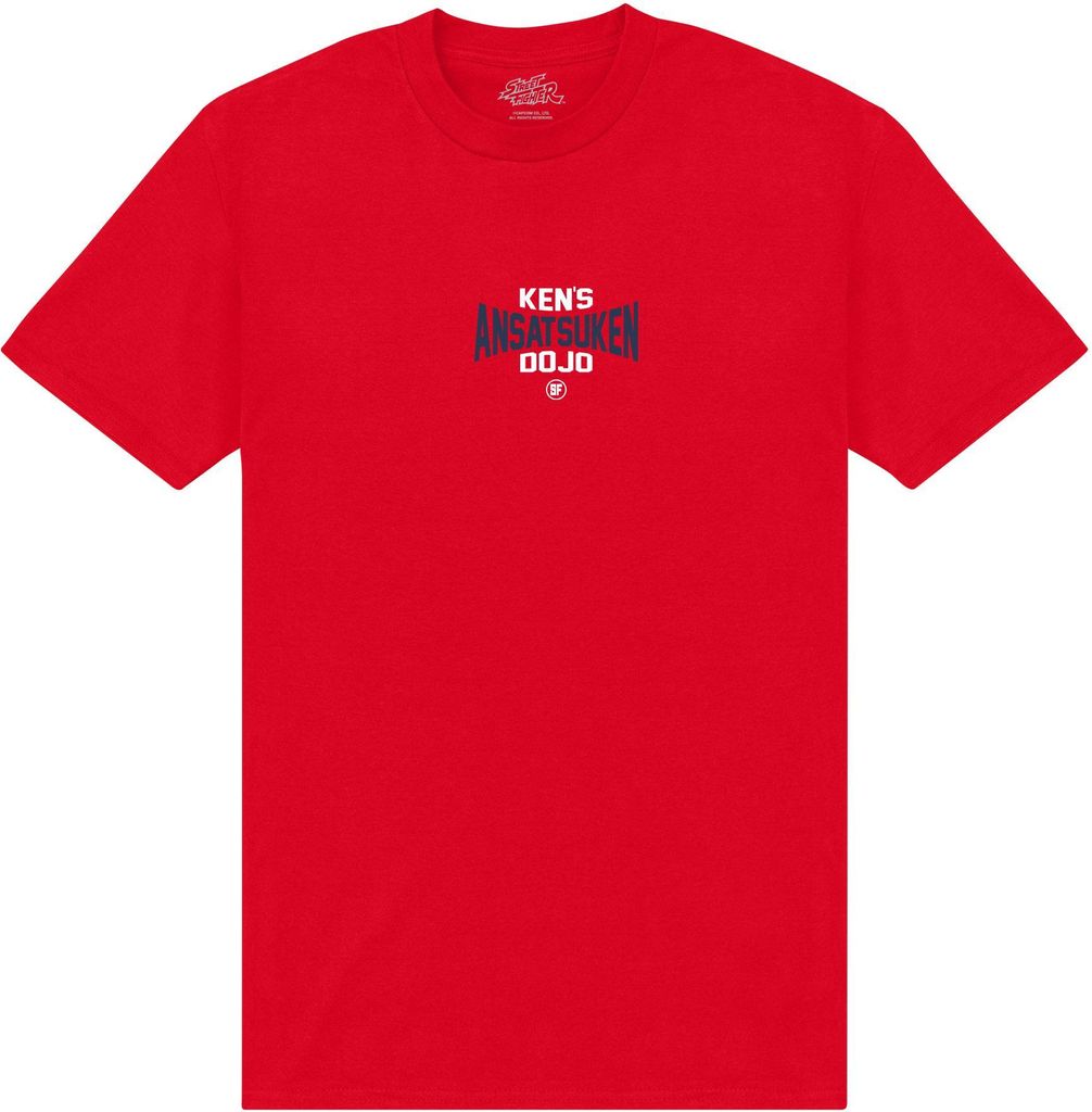 Street Fighter - "Ken ́s Dojo" T-Shirt für Herren/Damen Uni PN447 (L) (Rot)