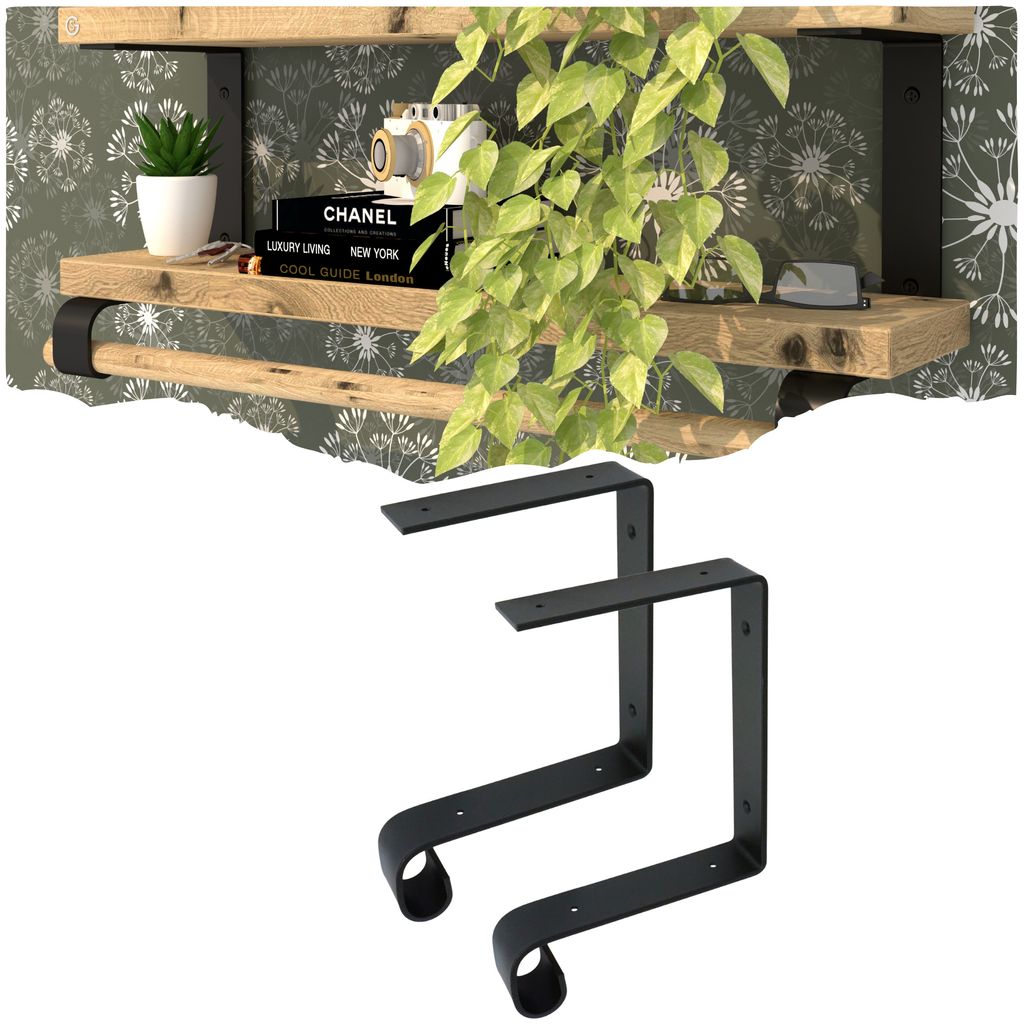 Wandhalterung für Doppelregal mit Stange 150 x 265 x 40 mm, 2 Stück