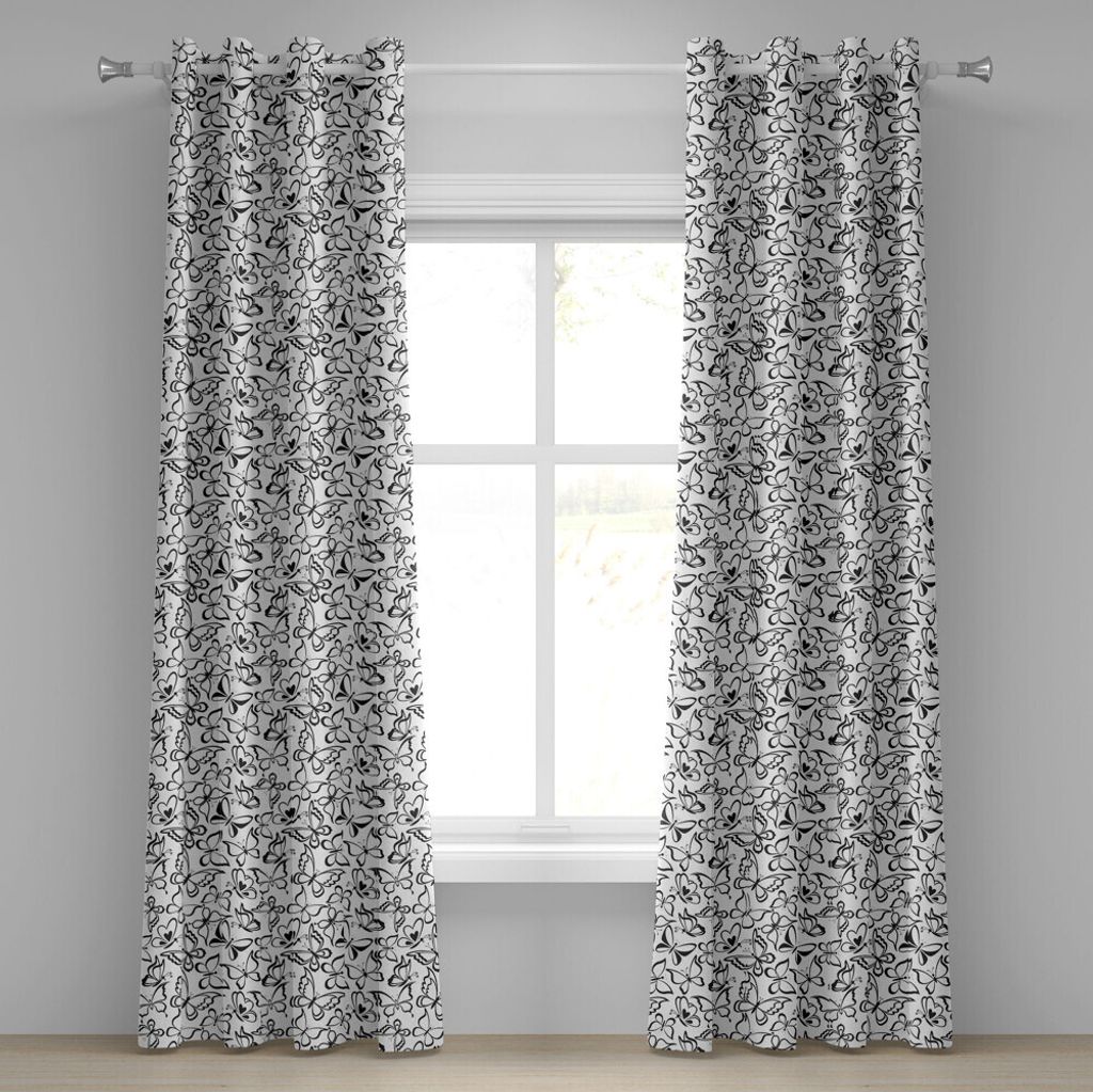 ABAKUHAUS Tier Ösenvorhang, Schmetterlings-Muster-geistige Freiheits-Zeichen-heilige weibliche kunstvolle Illustration, Dekorative 2-Panel-Fenster...