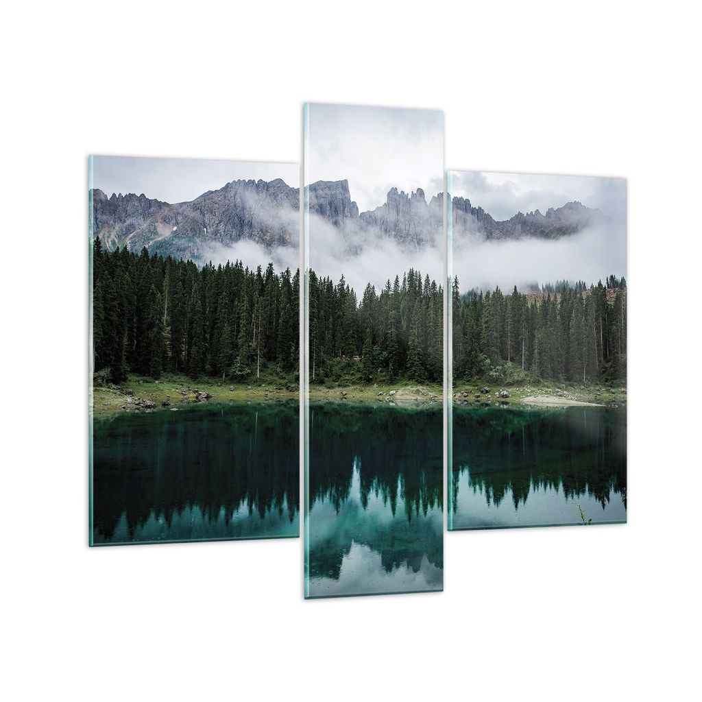 Bilder auf glas - 3 Teile - Landschaft Berge Wolken - 95x80cm - Glasbilder - Wandbilder - Bilder - zum Aufhängen bereit - Wanddekoration aus Glas ...