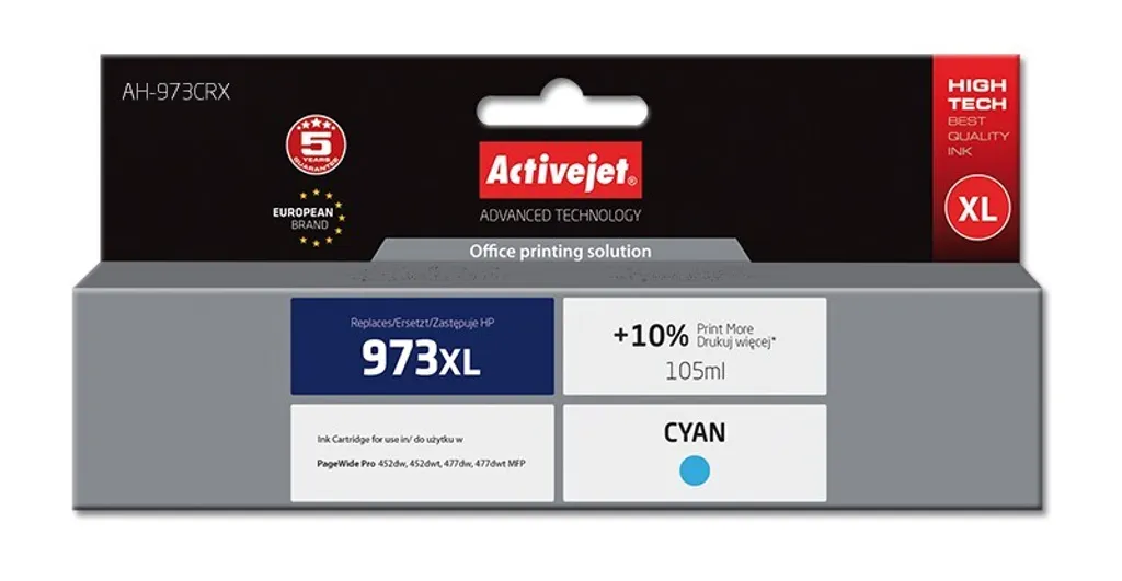 Finis les Coûts Élevés : Encre AH-973CRX Cyan compatible HP 973XL 105 ml
