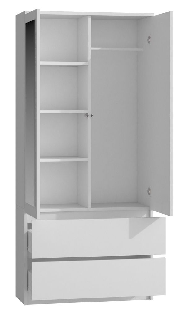 Topeshop SS-90 BIEL LUSTRO Schlafzimmer-Schrank 5 Regale 2 Produktbild 