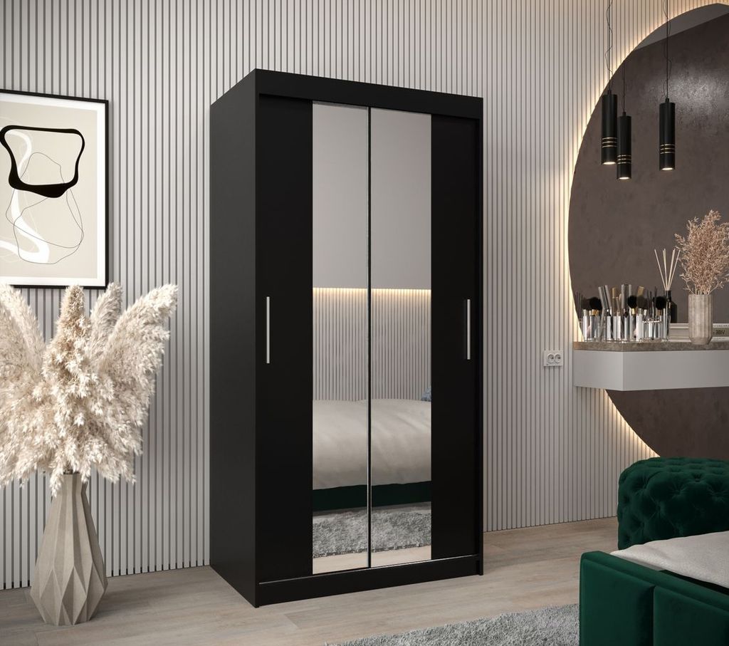 Schwebetürenschrank mit einer Breite von 100 cm TIMEA 1 – Schwarz