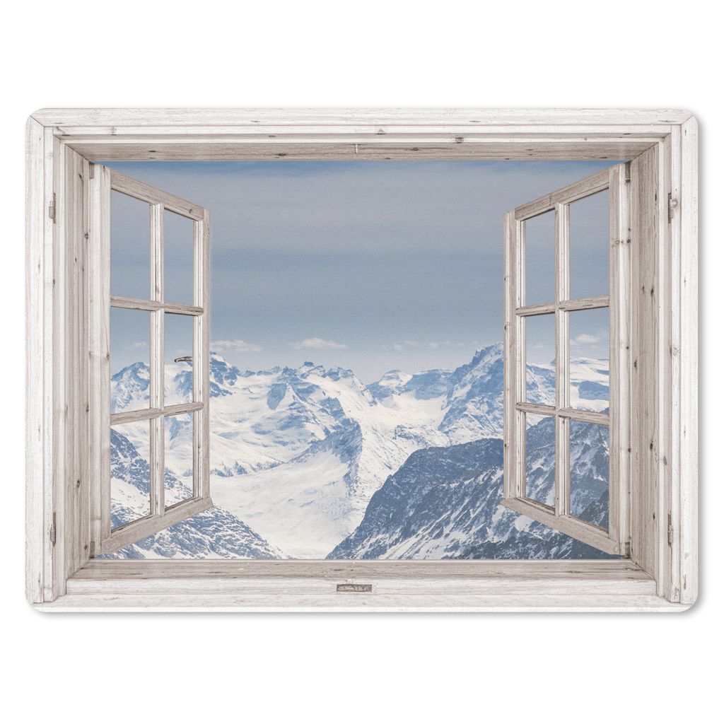 MuchoWow Mauspad Mousepad Aussicht - Berg - Holz 23x19 cm - Mousepads - Maus Mat - Pad - Mausunterlage - Schreibtischunterlage - Mauspad