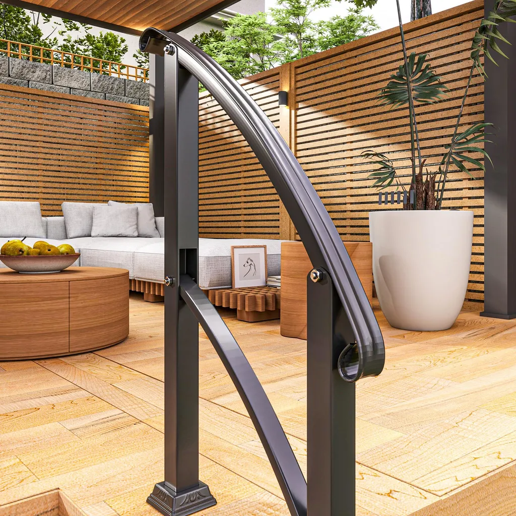 Appui escalier sécurisé pour marches extérieures noir mat kit complet - 11