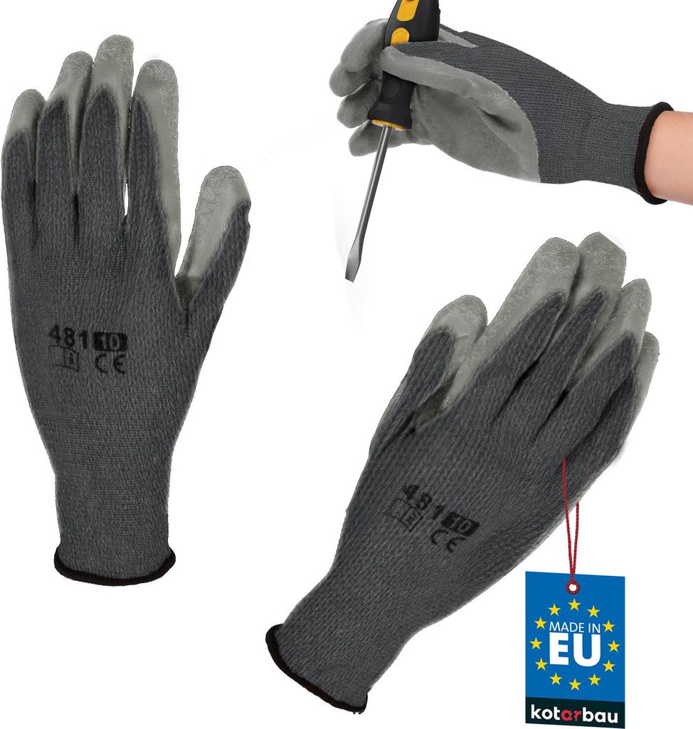 KOTARBAU Handschuhe Arbeitshandschuhe Anti-Rutsch Größe 10 Latex beschichtete Arbeitshandschuhe für Herren Damen Werkstatt Zubehör Winter Gar...