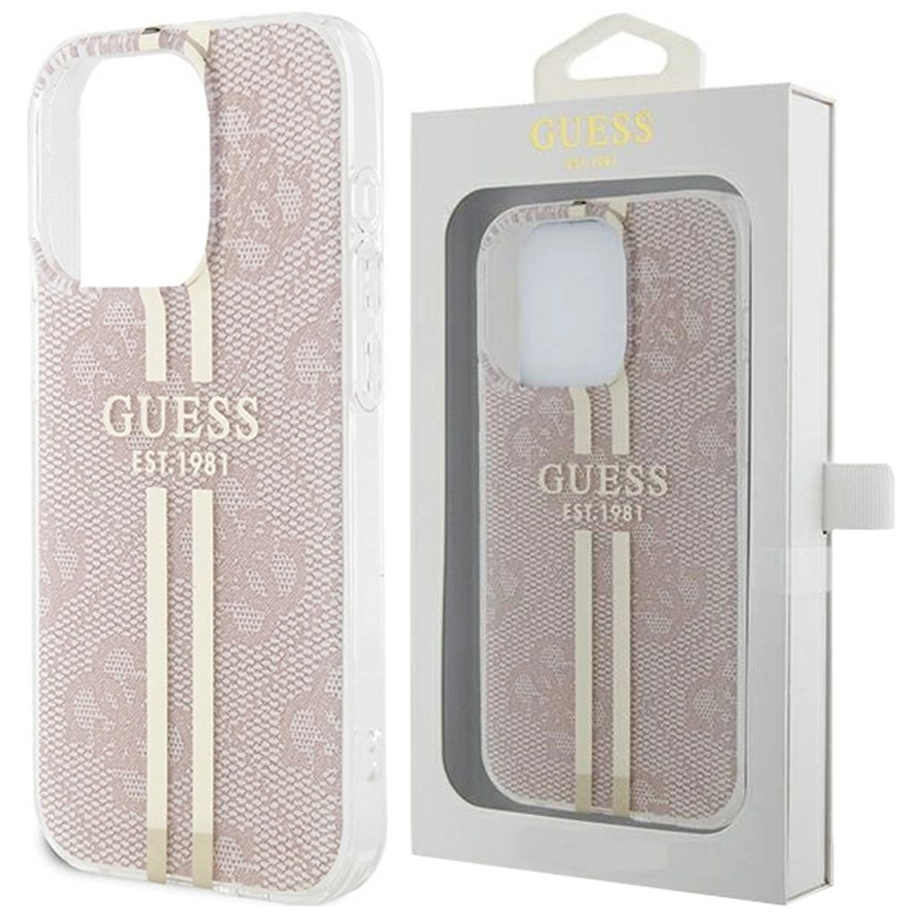 Guess Iml 4G Gold Streifen Fall Für Iphone 15 Pro - Rosa Produktbild 