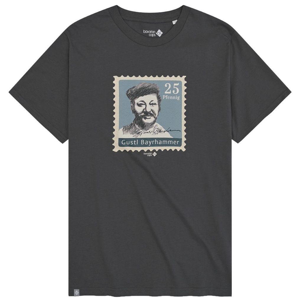 Bavarian Caps T-Shirt , Gustl Briefmarke Dunkelgrau, M