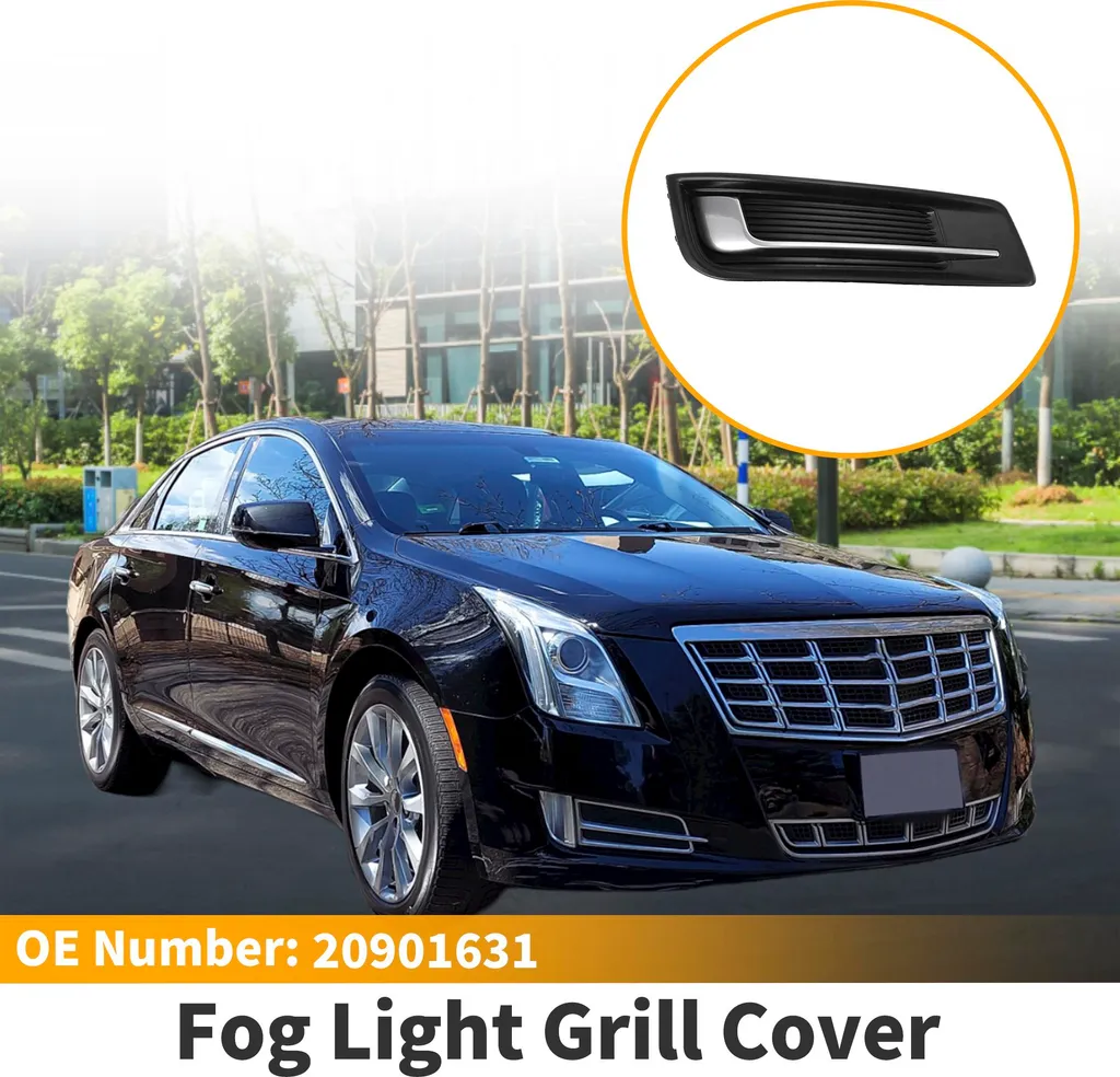 Cache Antibrouillard Avant Droit en ABS Noir et Argent Cadillac XTS 13-17