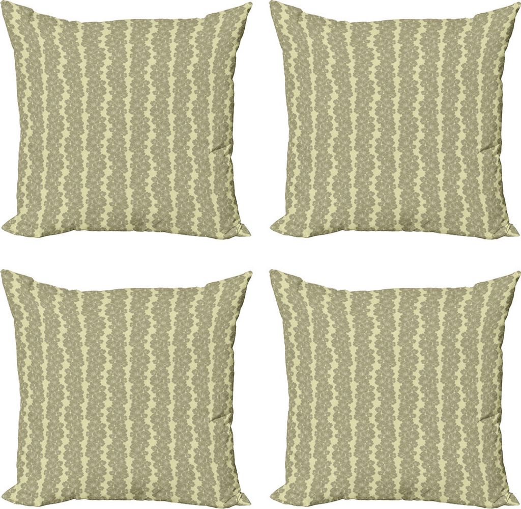 ABAKUHAUS Blumen Kissenbezug Set (4 Stück), Frühlings-Ton Blumen-Kunst, Moderner Doppelseitiger Digitaldruck, 60 cm x 60 cm, Pale Khaki Dusk