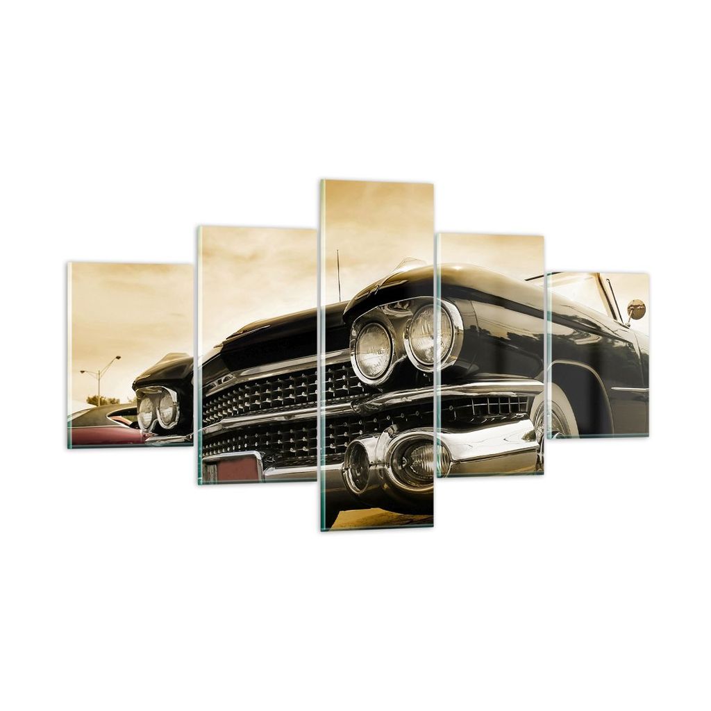 Bilder auf glas - Auto Chrom Rad - 125x70cm - Glasbilder - Wandbilder - Kunstdruck - zum Aufhängen bereit - Wanddekoration aus Glas - Glas Bilder ...