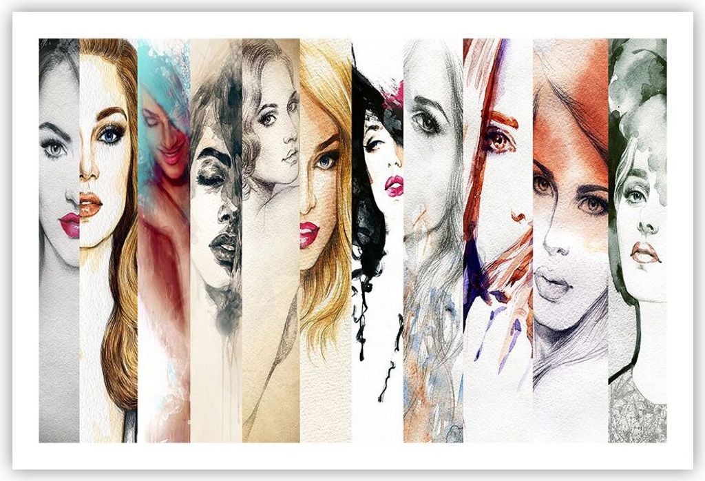 Poster - Poster ohne Rahmen - Frauen Schönheit Dame Illustration - 91,5x61 cm - Wand Bild - Wanddeko - Wandbilder - Kunstposter - Wandposter - Bil...