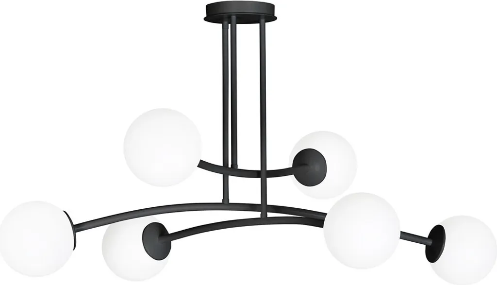 Plafonnier Lustre 6 Lumières HALLDOR 6 BLACK Design Industriel Noir E14