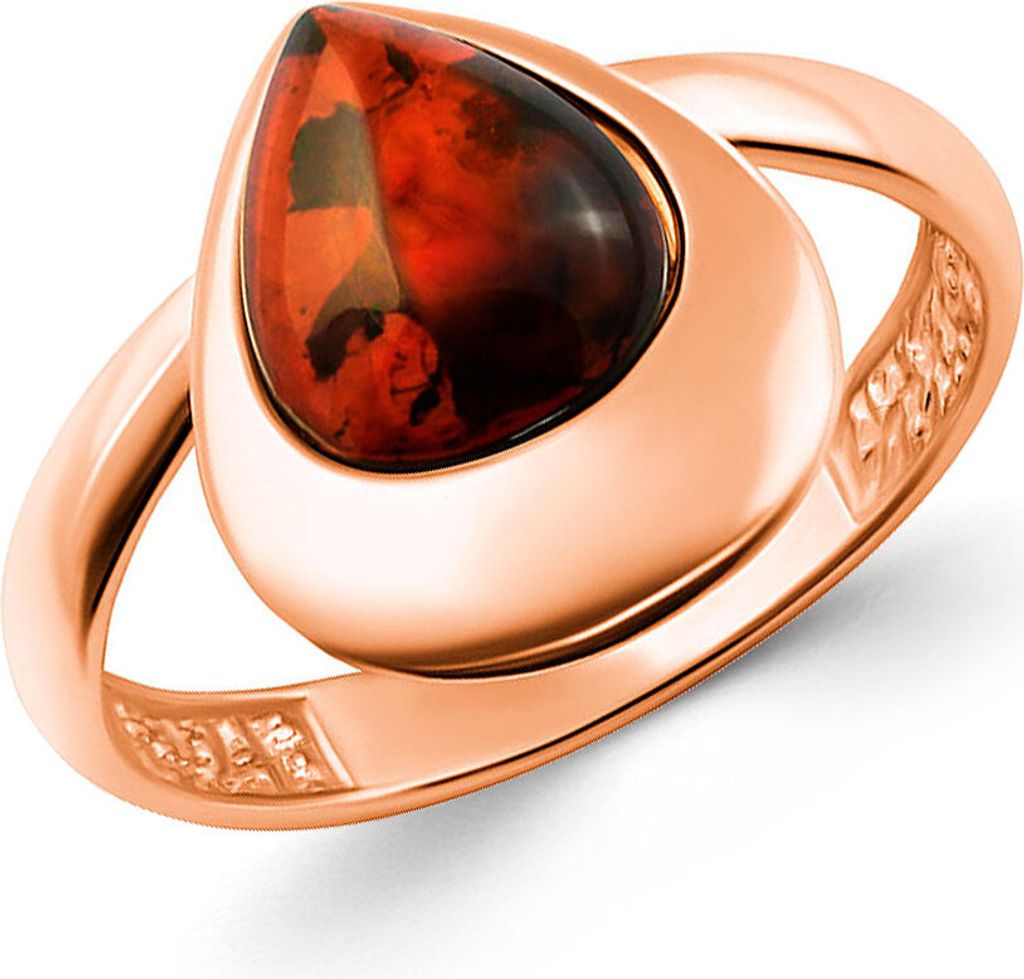 Golders Damenring aus vergoldetem 925 Sterlingsilber mit Bernstein, Silber Ring mit Edelstein